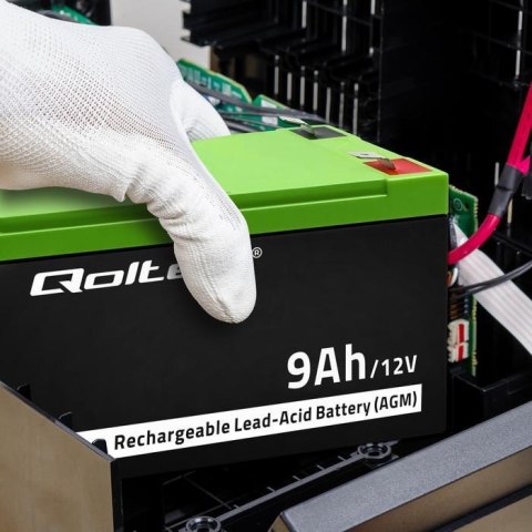 Akumulator żelowy AGM 12V 9Ah 135A (max) Qoltec
