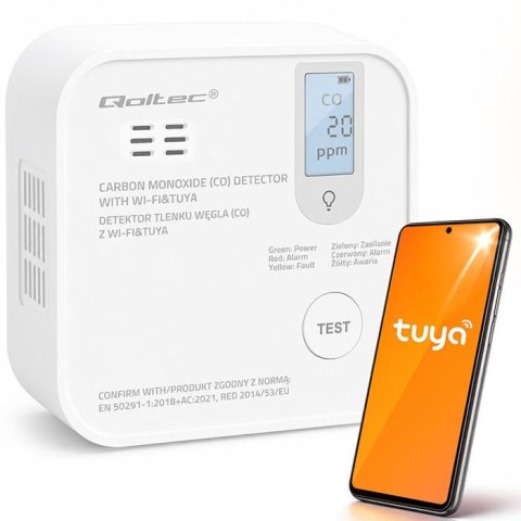 Czujnik tlenku węgla, czadu z baterią i detektorem CO2 Qoltec